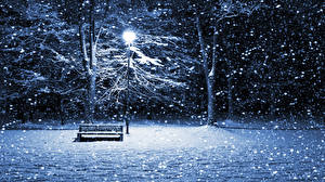 Bureaubladachtergronden Seizoen Winter Sneeuw Tuinbank Straatverlichting  Natuur