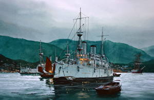 Picture Painting Art Ship Quiet Before the Storm Army