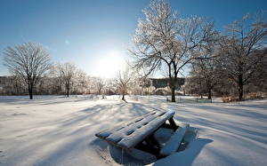 Bureaubladachtergronden Seizoen Winter Hemelgewelf Sneeuw Tuinbank Natuur