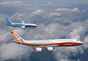 Bureaubladachtergronden Vliegtuigen Passagiersvliegtuig Boeing Boeing-747, Boeing-787 Luchtvaart