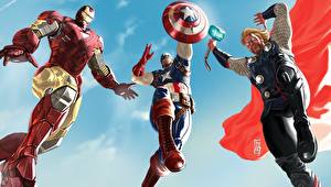 Fondos de escritorio Superhéroes Captain America Héroe Iron Man Héroe Thor Héroe Fantasía