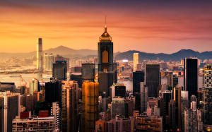 Papel de Parede Desktop China Hong Kong Arranha-céus Edifício Megalópolis Cidades