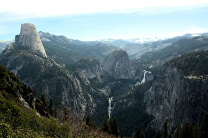 Fondos de escritorio Parque Montaña Salto de agua Estados Unidos Yosemite California Nevada Naturaleza
