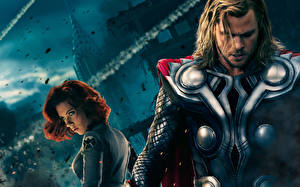 Fondos de escritorio Los Vengadores 2012 Chris Hemsworth Thor Héroe Scarlett Johansson Película