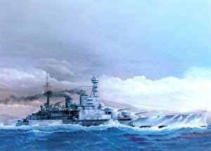 Wallpapers Painting Art Ship HMS Repulse 1941  military