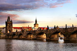 Fonds d'écran République tchèque Prague Pont Charles Tour (édifice) Villes