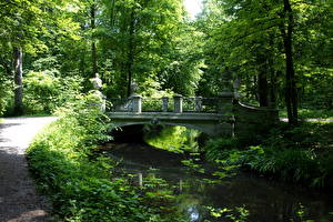 Desktop wallpapers Park Munich Germany Bridge Nymphenburg park Nature