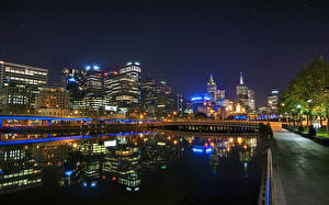 Bureaubladachtergronden Australië Melbourne Nacht een stad