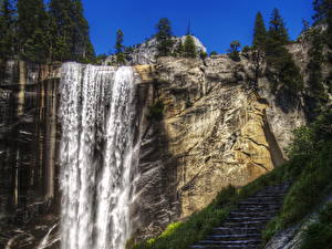 Fonds d'écran Parc Chute d'eau États-Unis Yosemite Californie Nature