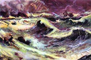 Desktop hintergrundbilder Gemälde Zdenek Burian Robinson crusoe waters