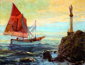 Bakgrunnsbilder Malerkunst Zdenek Burian Morning at sea