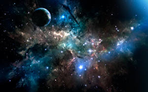 Papel de Parede Desktop Nebulosa no espaço Planetas Estrela Espaço