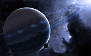 Bureaubladachtergronden Planeten Planeet ringen Ruimte