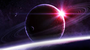 Bureaubladachtergronden Planeten Planeet ringen Ruimte