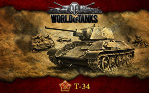 Bakgrunnsbilder World of Tanks Stridsvogner T-34 Dataspill