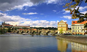 Fonds d'écran République tchèque Ciel Pont Prague Nuage