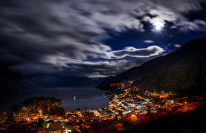 Sfondi desktop Nuova Zelanda Cielo Nubi Notte Queenstown Città