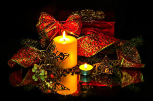 Wallpaper Holidays Christmas Candles Ribbon
