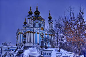 桌面壁纸，，神庙，乌克兰，雪，，城市