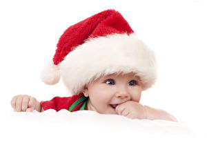Bakgrundsbilder på skrivbordet Helgdagar Nyår Baby Vinterhatt Blick Barnen