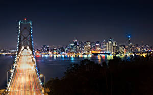Fonds d'écran États-Unis Ponts Ciel Nuit Réverbère San Francisco Californie Villes