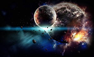 Bureaubladachtergronden Catastrofe Planeten Planetoïde
