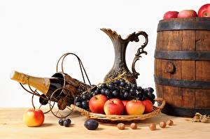 Bureaubladachtergronden Stilleven Fruit Druiven Appels Kruik spijs