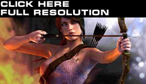 Desktop hintergrundbilder Tomb Raider Tomb Raider 2013 Bogenschütze Krieger Blick Brünette Lara Croft Pfeil Bogen Waffen Spiele 3D-Grafik Mädchens