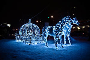 Bakgrunnsbilder Hest Julelys Snø Natt