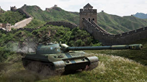 Wallpaper WOT Tanks The Great Wall of China Grass vdeo game 3D_Graphics Nature