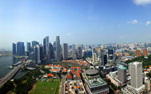 Fondos de escritorio Singapur Rascacielos Cielo Edificio Desde arriba Horizonte Megalópolis Ciudades