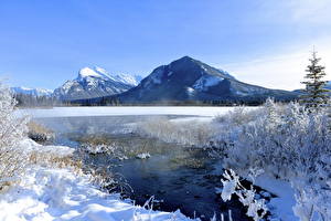 Papel de Parede Desktop Parque Canadá Montanha Neve Banff Naturaleza