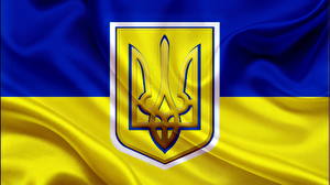 Sfondi desktop Ucraina Bandiera Stemma Strisce