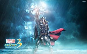 Papel de Parede Desktop Marvel vs Capcom Guerreiros Heróis de quadrinhos Homem Thor Herói Jogos Fantasia