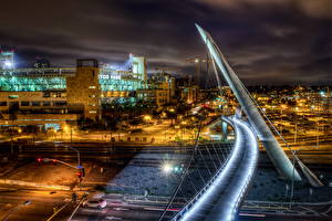 Bakgrunnsbilder Amerika En bro Natt Gate Gatebelysning HDR San Diego California Byer