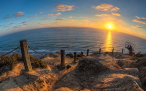 Tapety na pulpit Świt i zachód słońca USA Morze Wybrzeże Horyzont San Diego Kalifornia Słońce przyroda