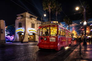 Bureaubladachtergronden Verenigde staten Disneyland Stadsstraat Nacht HDR Californië Anaheim een stad