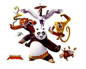 Bakgrundsbilder på skrivbordet Kung Fu Panda Vit bakgrund